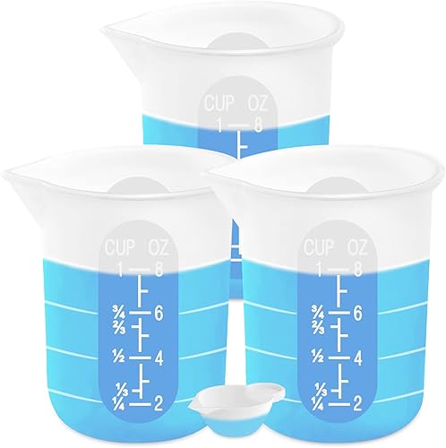 Juego de 4 tazas medidoras de silicona tazas de silicona de 85fl oz y 03fl oz taza medidora de silicona tazas mezcladoras antiadherentes dispensador