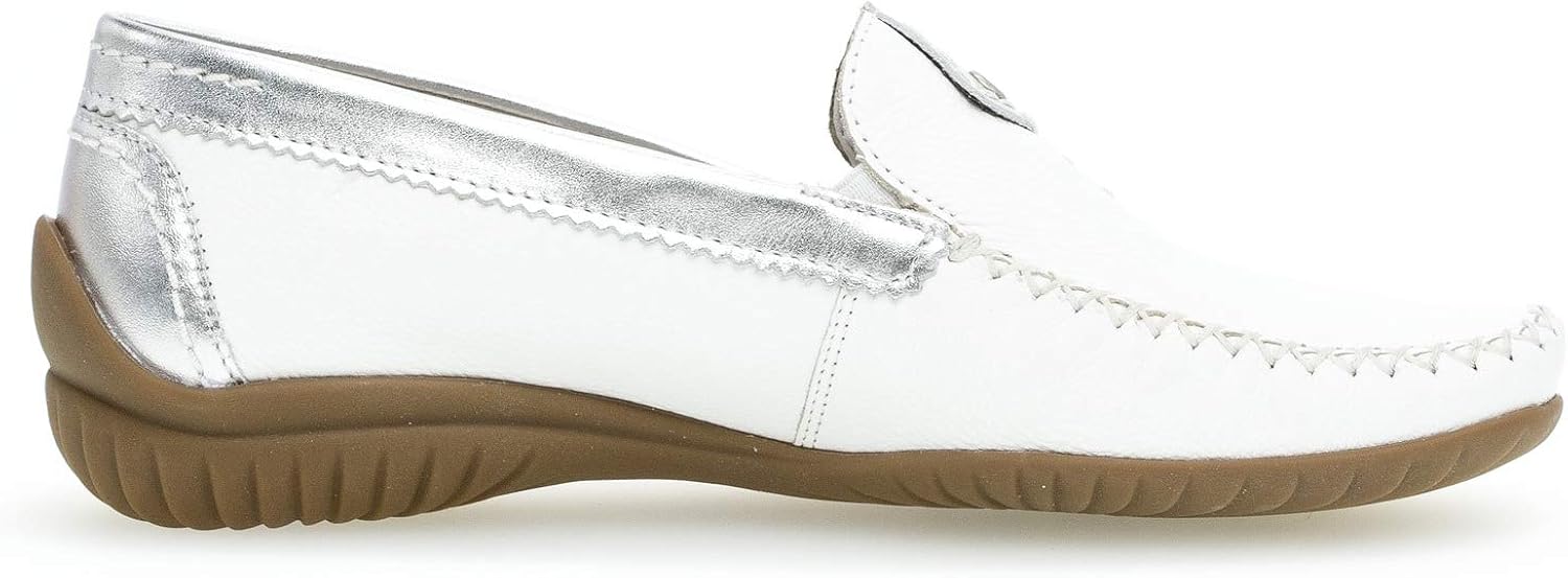 Gabor Women's Moccasin 37.5 EU Wei Weiss Silber 50