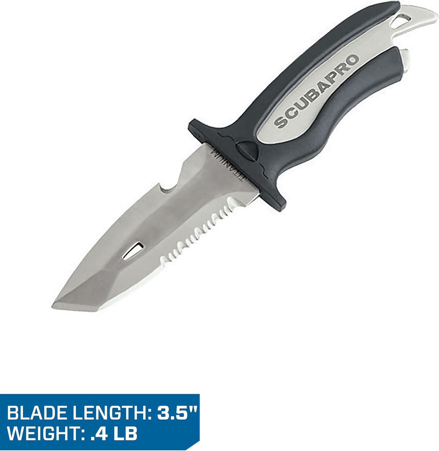 SCUBAPRO Mako Titanium Scuba Diving Knife with 3.5-Inch Blade, Includes Locking Sheath and BCD Mounting Kit