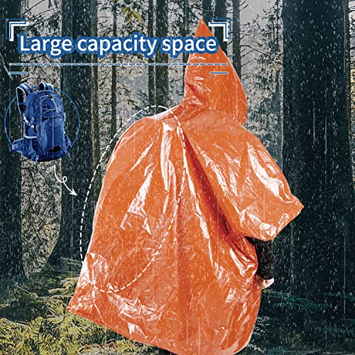 Image of HIKEMAN Emergency Survival Blanket Poncho - Mylar Reflective Rain Poncho with Hood for Outdoor,Camping,Hinking (2pcs-orange)