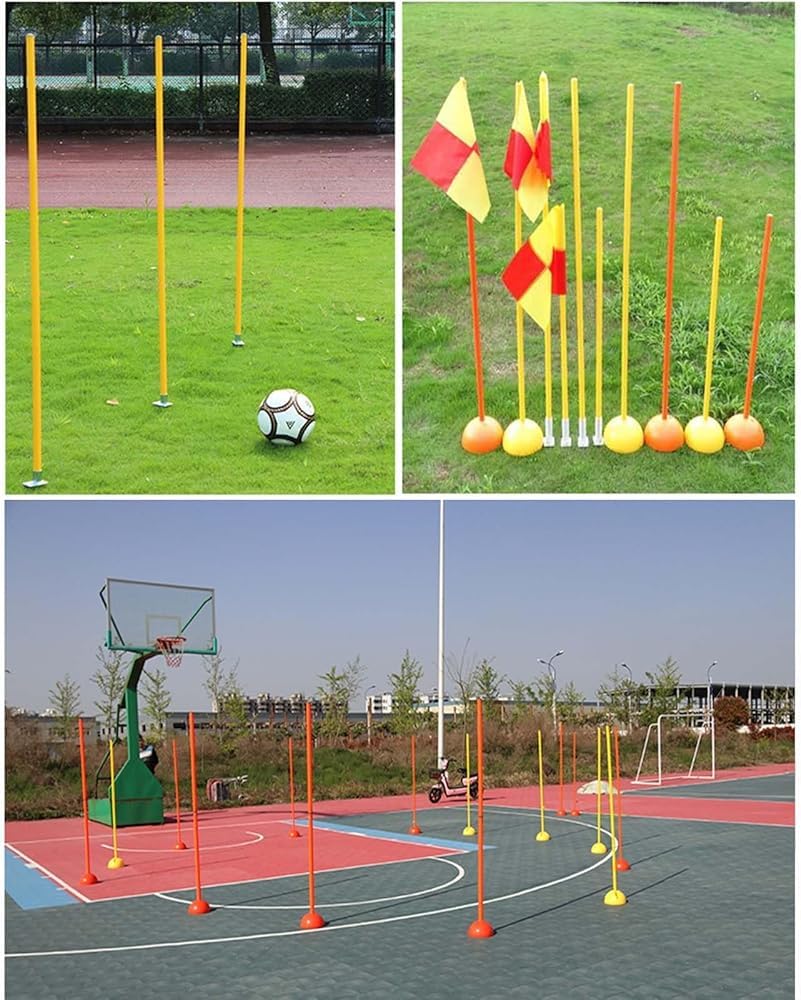 Slalom-Stangen, 1,5 m, Geschwindigkeits- und Beweglichkeitstrainingsgerät für Fußball, Indoor Outdoor, Agility-Kegel mit Wasser und Sand befüllbarer Basis