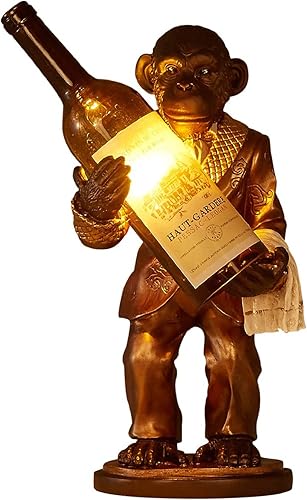 SOMINA Lámpara de escritorio moderna de oro mono tallado resina botella de vino lámpara de mesa de vidrio E14 industrial retro café bar iluminación