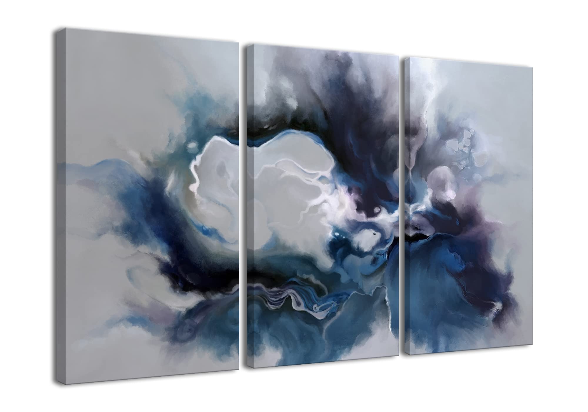 Blue and Grey Wall Art-Abstract Picture 3 Piece Canvas Print Wall Painting Modern Artwork Canvas Wall Art for Living Room Home Office Décor