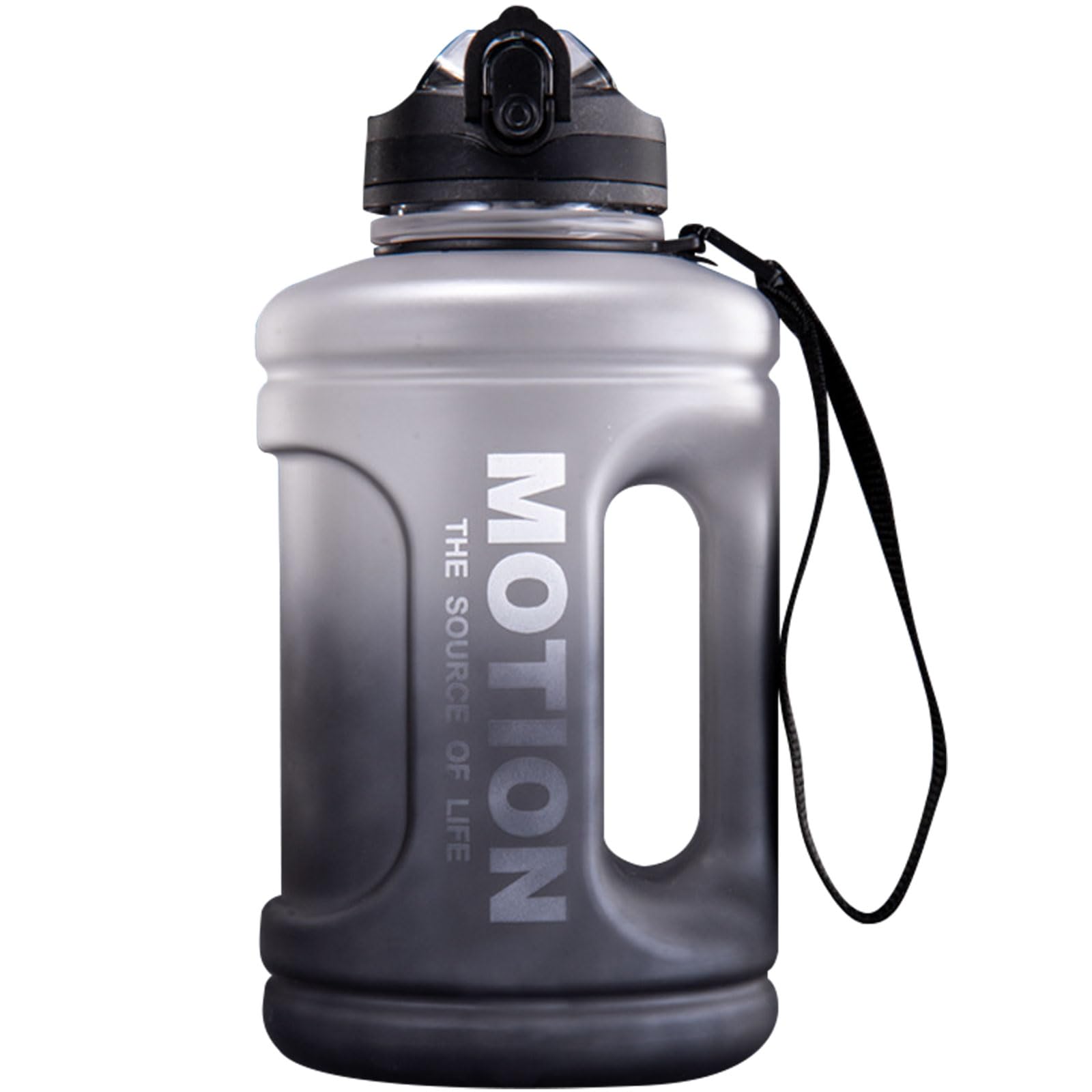 Ogetok 1.5L Large Water Bottle 50oz Black Water Jug, 0.4 Gallon Sports Gym Drink Container with Handle & Straw