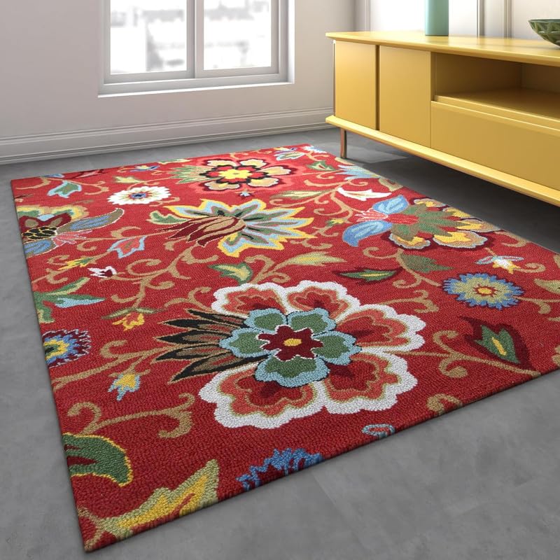 Handmade Tufted Wool Carpet – Premium Thick Embossed Geometric Design Rug for Living Room, Bedroom & Hall (Multi 30, 8 x 8 Feet Square)-image-46