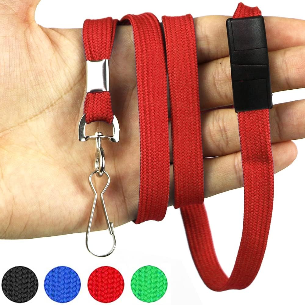 Lanyards Safety Red Lanyards Neck Flat Premium Breakaway Badge Lanyard with J-Hook for ID Nametag Badge Holder (Red, 50 PCS) - Image 6