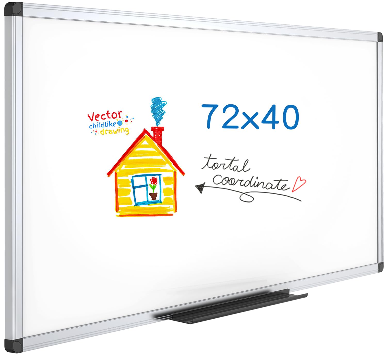 VIZ-PRO Dry Erase Board/Magnetic Whiteboard, 72 x 40 Inches, Large Wall Mounted Board for School Office and Home