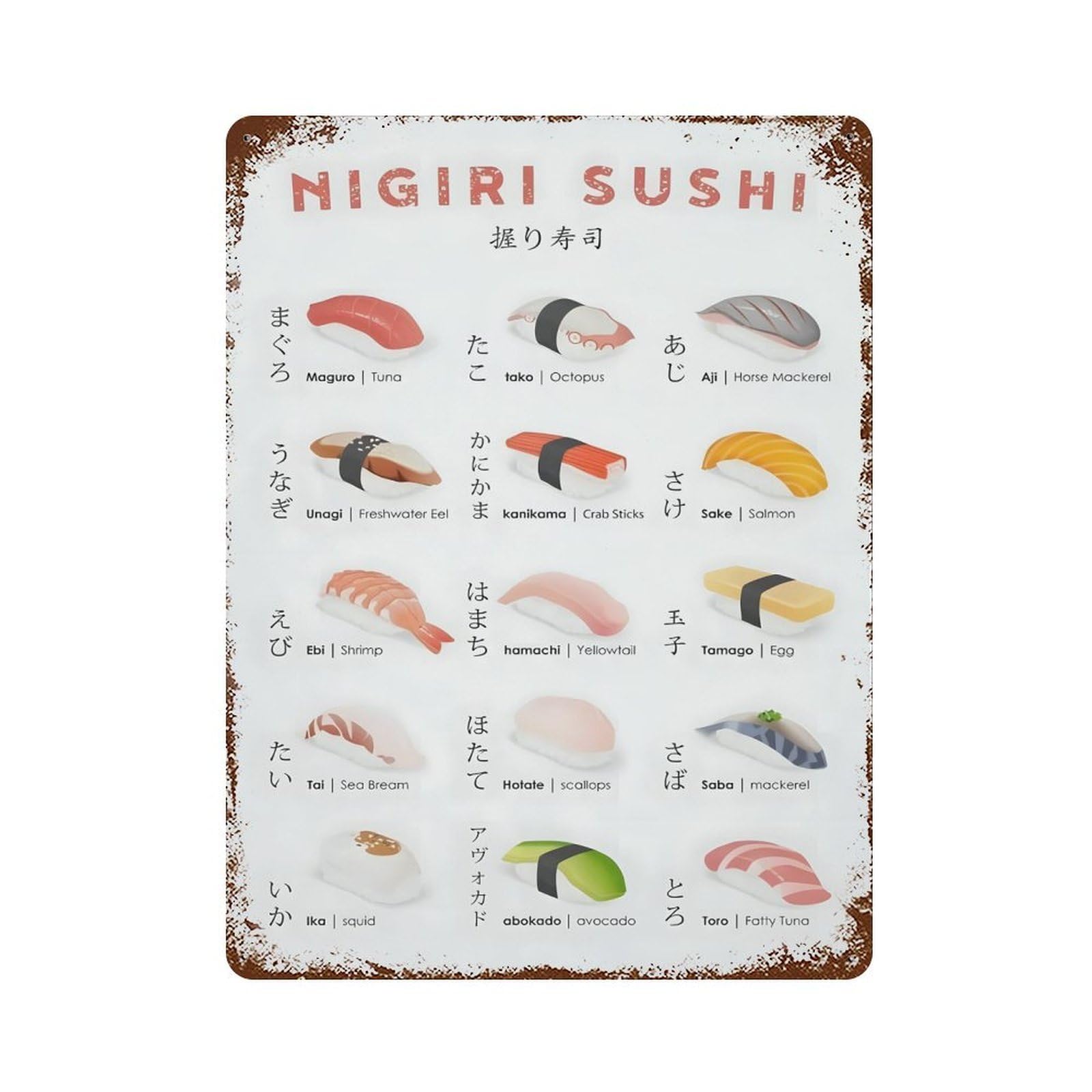 xiaoxiaoshen Sushi Lover Nigiri Sushi Wall Decor Art Metal Tin Poster Modern Home Decor Art Home Bar Shop Decorations Vintage Sign 40x30cm