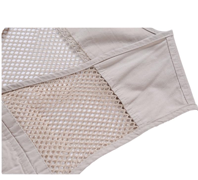Chaleco de algodón de malla transpirable multibolsillos gris 3