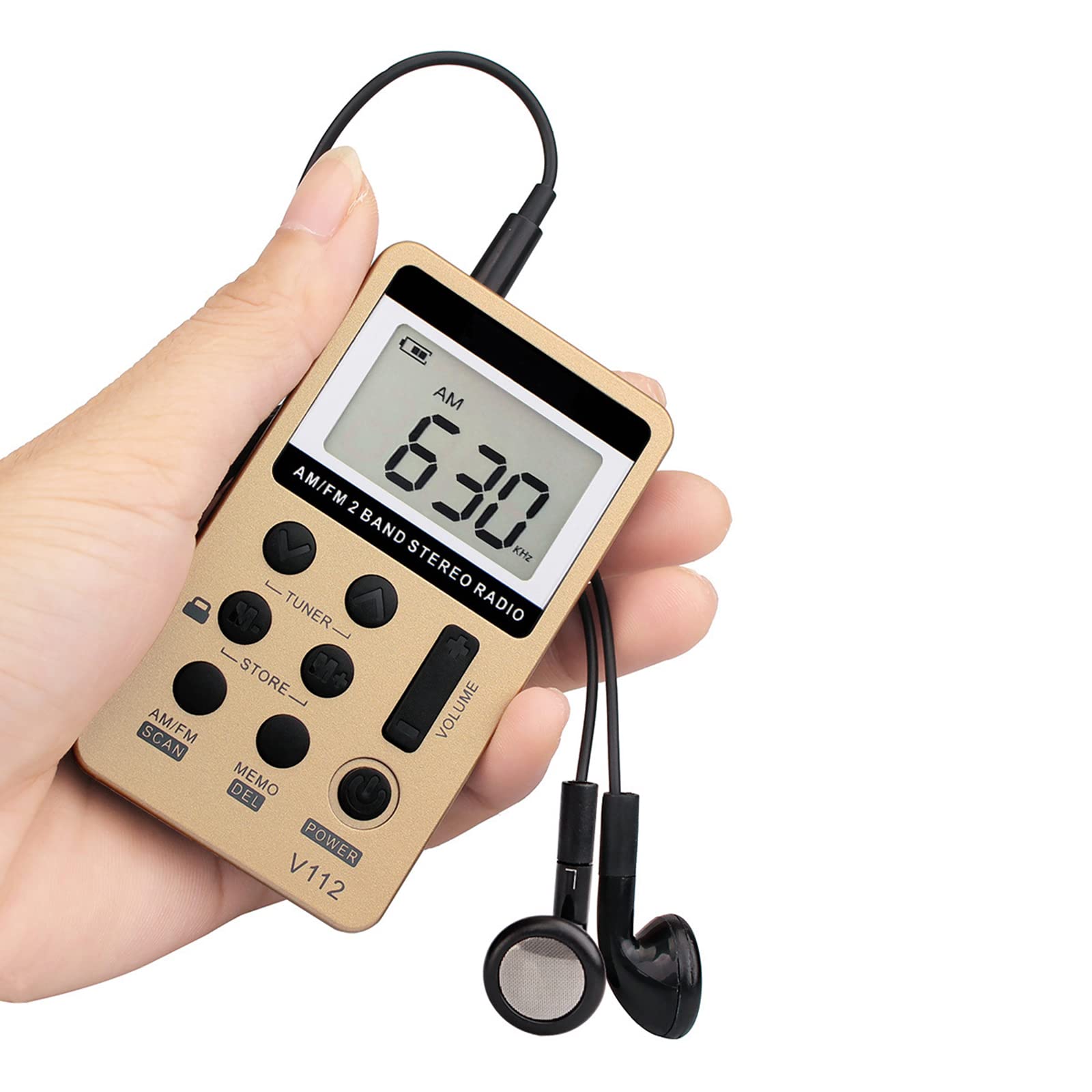 Mini Radio Portable, Petite Radio FM AM avec Écouteurs, Batterie Rechargeable de 500 mAh, Stockage de Recherche Automatique,Rouge