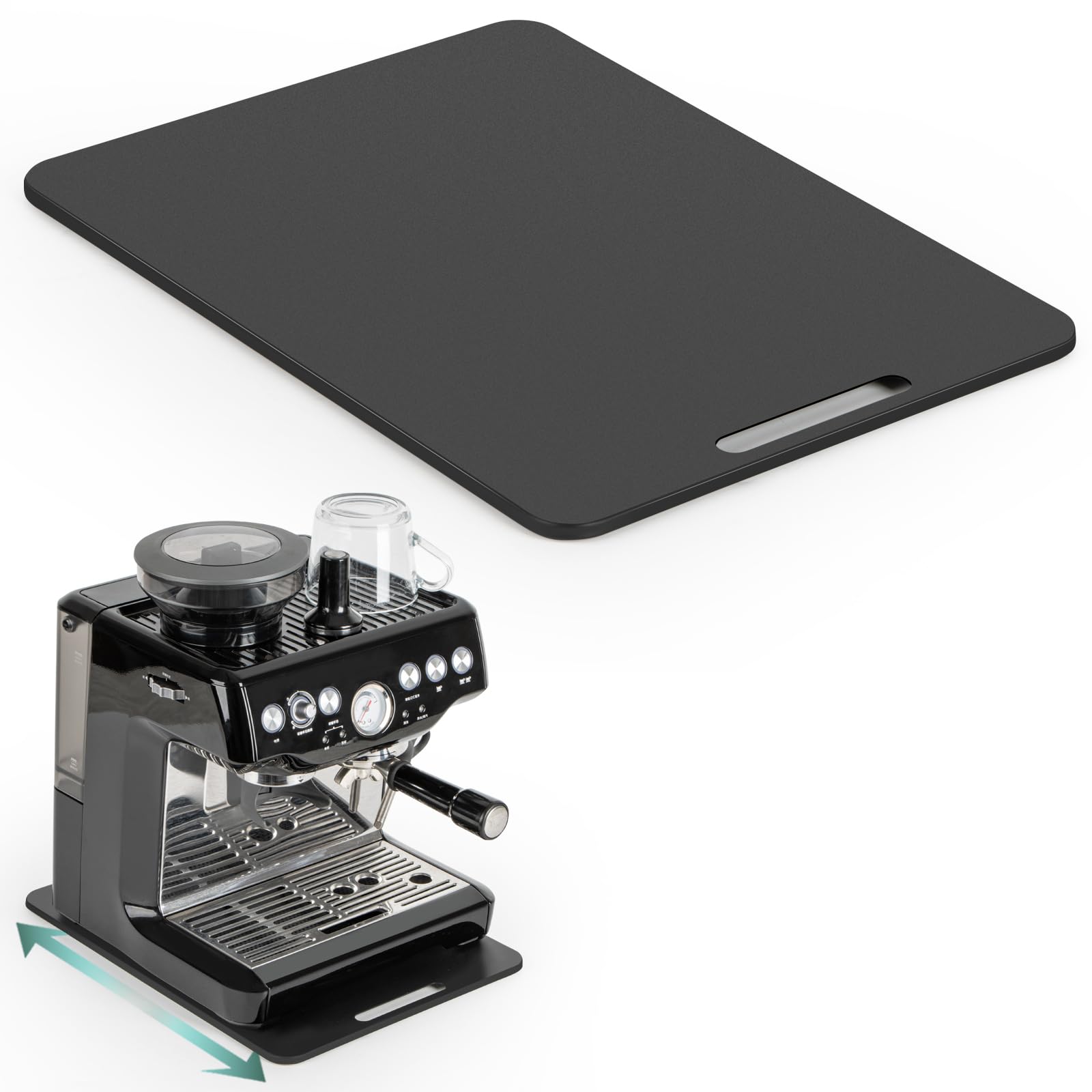 ANBOXIT Metal Appliance Slider, Sliding Tray for Coffee Maker,360° Effortless Movement,Small Appliance Rolling Tray for Counter, Coffee Pot Slider, Deep - Large (16"D x 12"W)