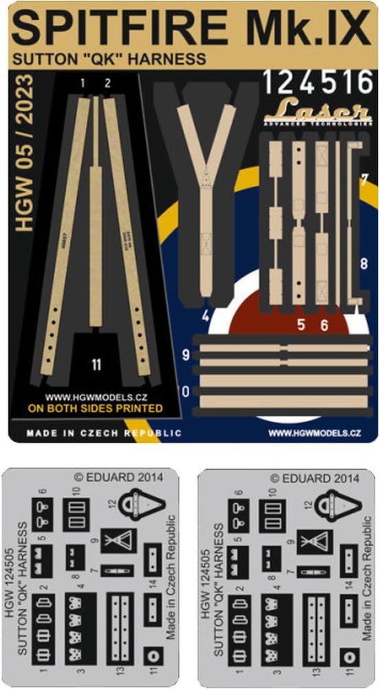 HGW124516 1/24 Seatbelts for Spitfire Mk IX pre-Cut Laser Double-Sided Printing