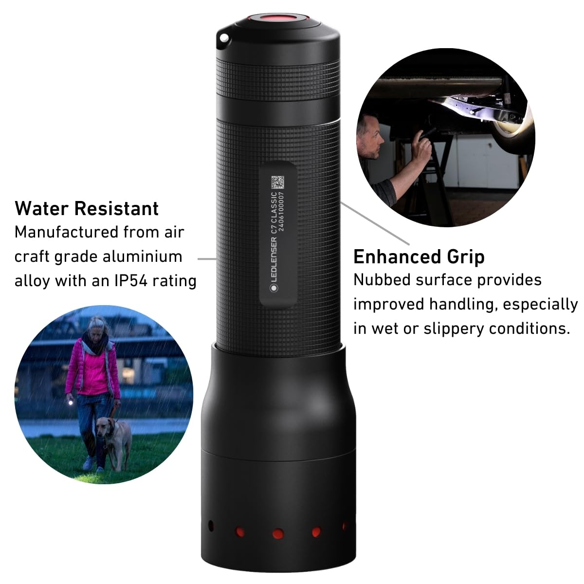Ledlenser C7 Classic LED Taschenlampe | 450 Lumen helle Taschenlampe | 300m Leuchtweite | einstellbarer Fokus | IP54 | lange Batterielebensdauer | Taschenlampe Camping, Outdoor