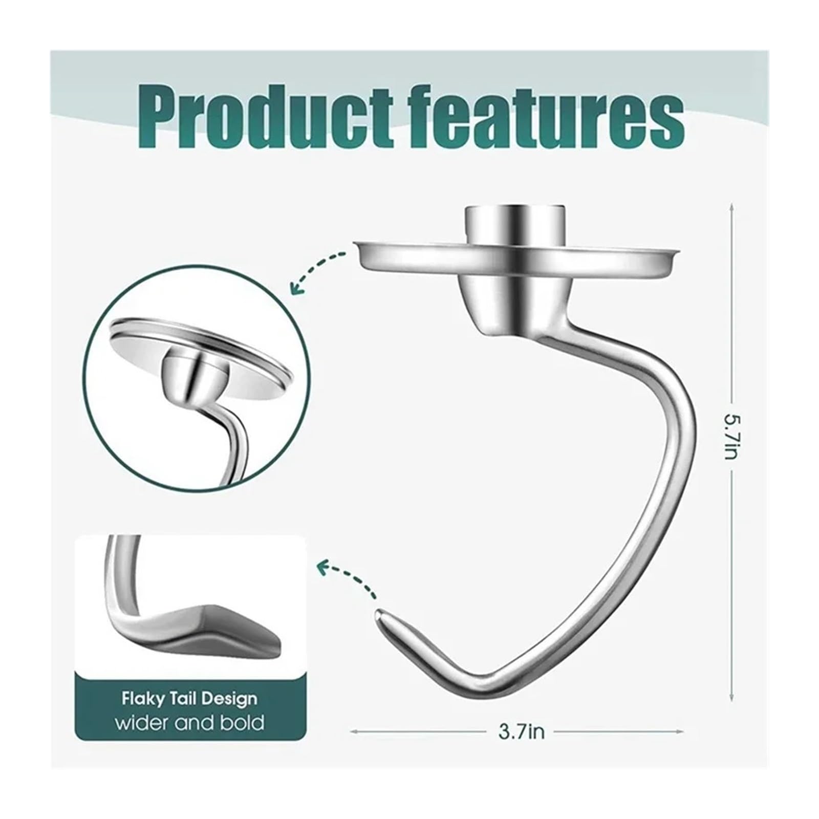 Genérico Compatible con KitchenAid, 5Qt Batidor Y Gancho