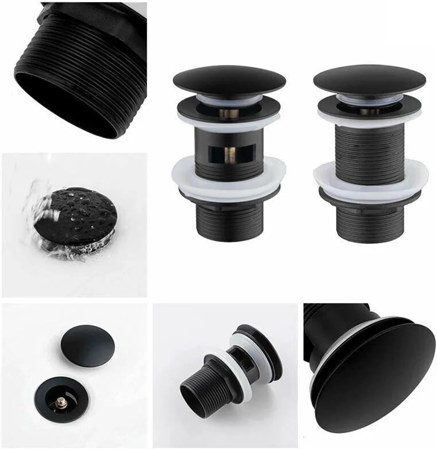 sustitución de Tapones de Fregadero Pop up, Tapón de desagüe emergente for Lavabo de baño, tapón de baño Negro, tapón de colador for Ducha, Accesorios de baño(Without Hole)