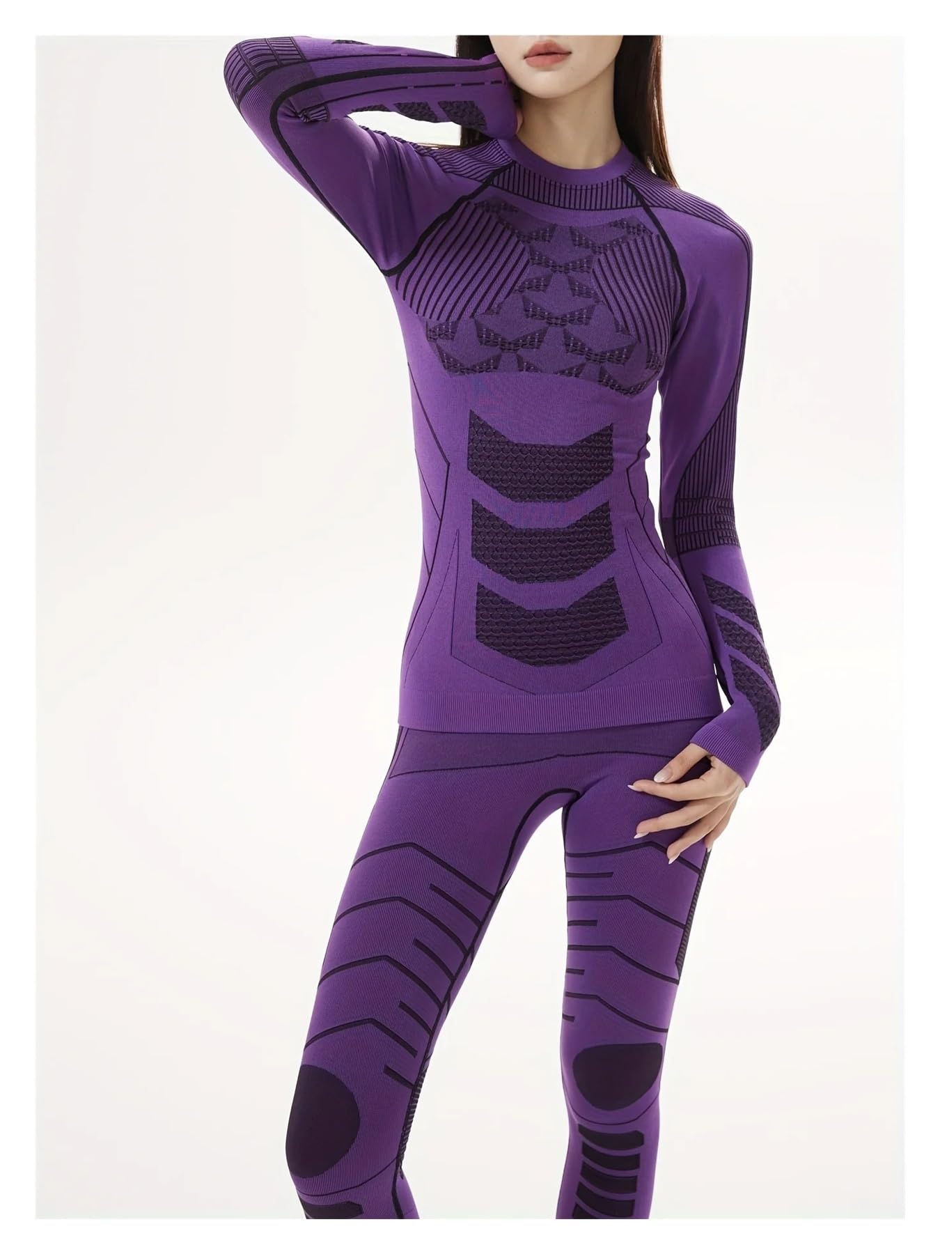Conjunto TéRmico Transpirable Ropa Conjuntos de ropa interior de esquí cálida for invierno, ropa interior de esquí for hombre y mujer, tela de nailon comprimida, chándal de secado rápido Para El FríO