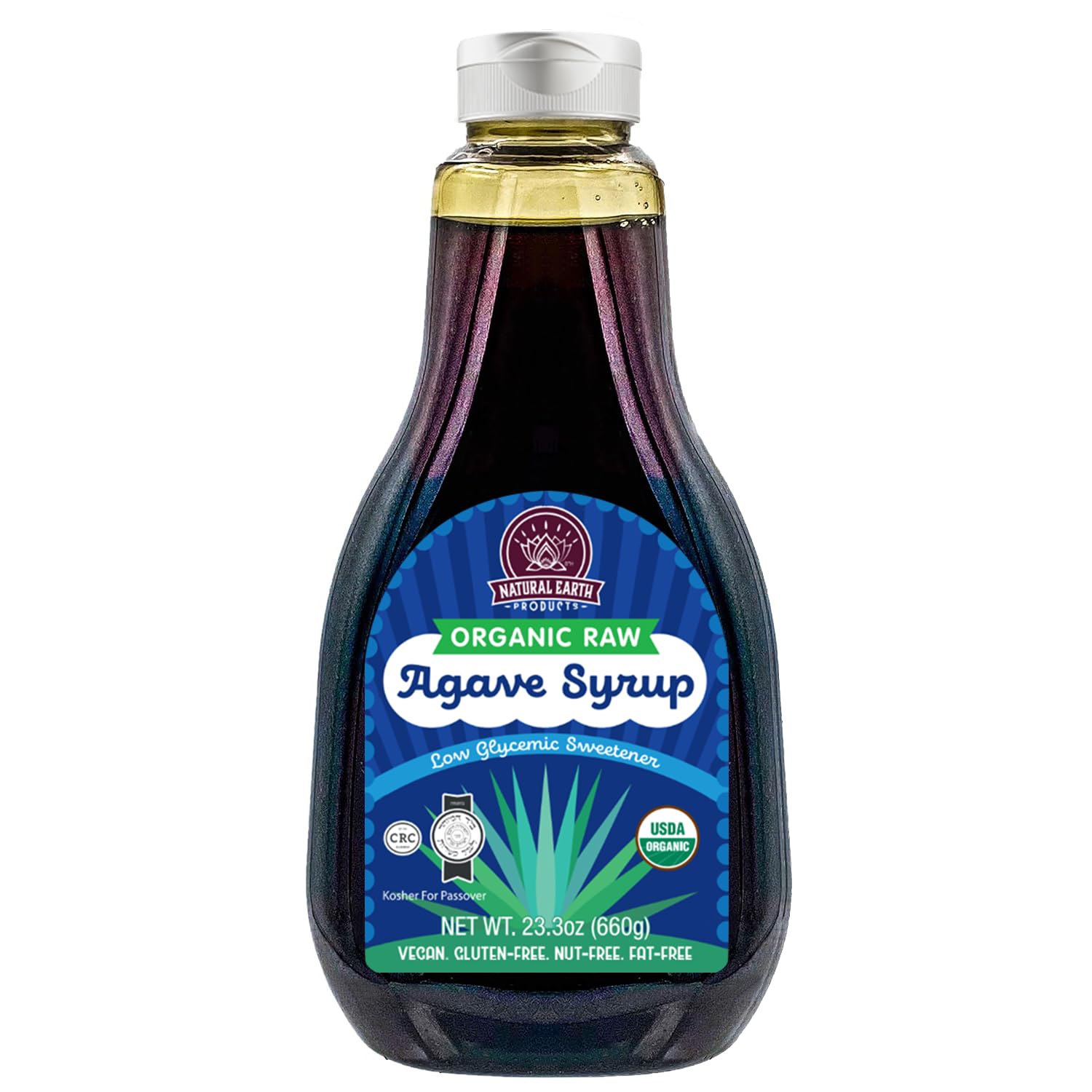 Natural Earth Organic Raw Blue Agave Nectar – 23.3 oz (660g) - Low Glycemic Sweetener - USDA Organic - Vegan, Gluten, Nut and Fat Free, Kosher for PassoverUSDA Organic