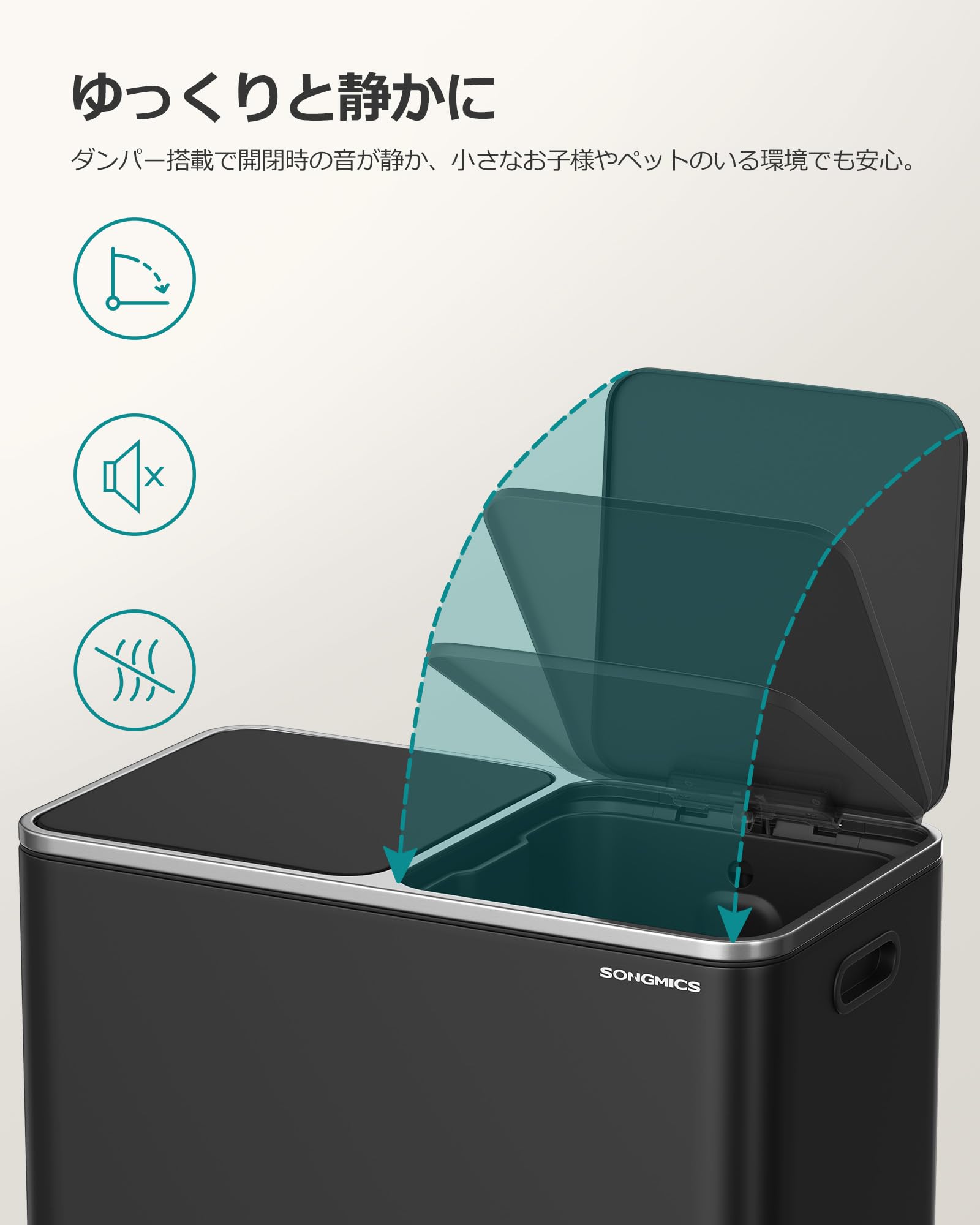 Amazon.co.jp: SONGMICS ゴミ箱 2分別*40L ふた付きダストボックス