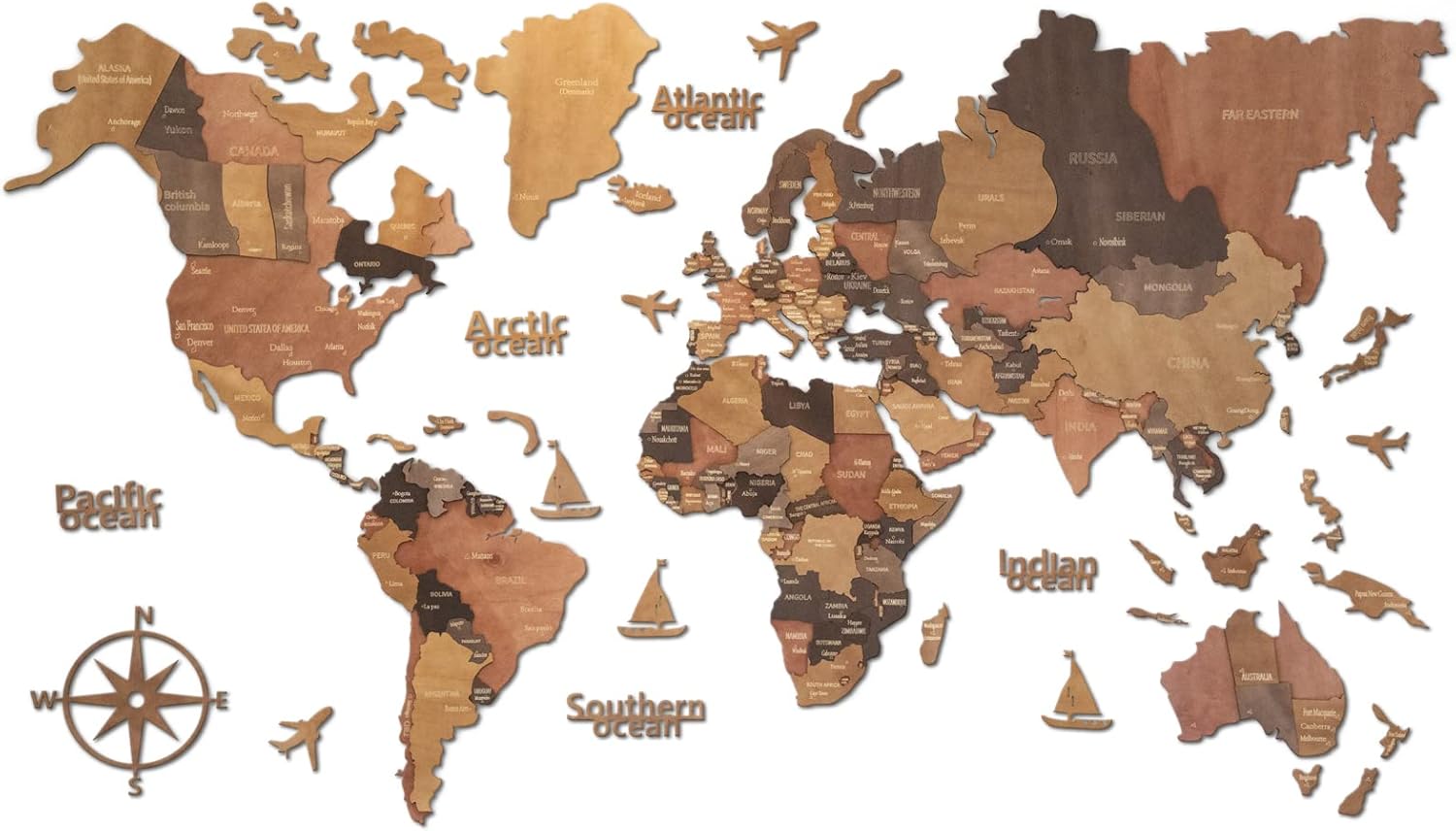 PoGoXiPoYo 3D Wood World Map Wall Art Large Wood Wall Décor