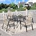 PHI VILLA Gartentisch Esstisch Balkontisch Wetterfest, 107cm Outdoor Rund Terrassentisch mit Schirmloch für 4, Schwarze Metall E-Beschichtung Garten Außen Tisch für Hinterhof Veranda Terrasse