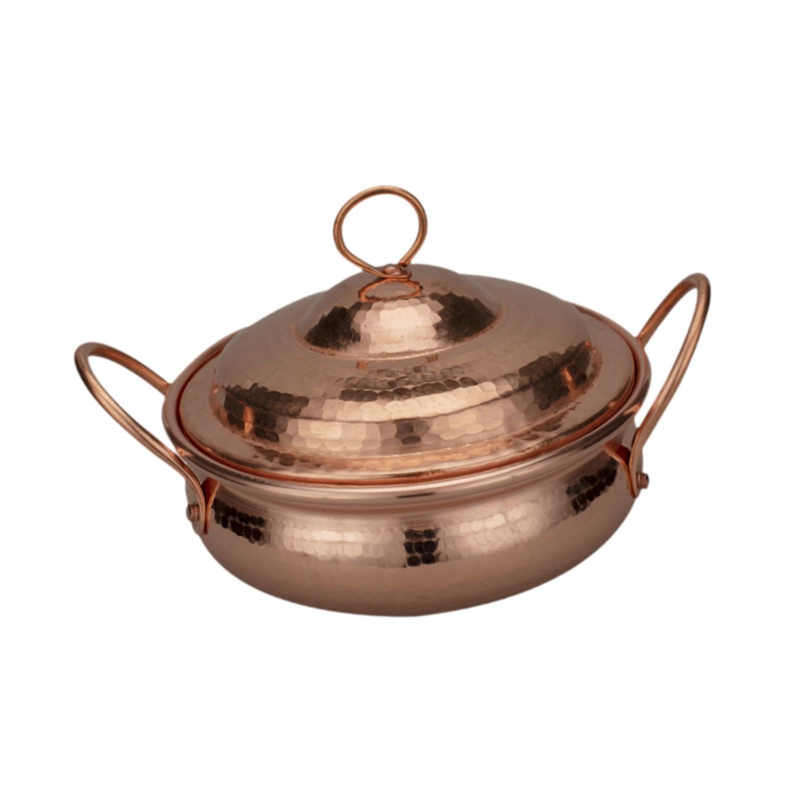 Bothyi Hot Pot Copper Cookware Restaurant Stew Pan with Lid Thickened Saucepan Beautiful Shape Cooking Stockpot Copper Pot, 16cm