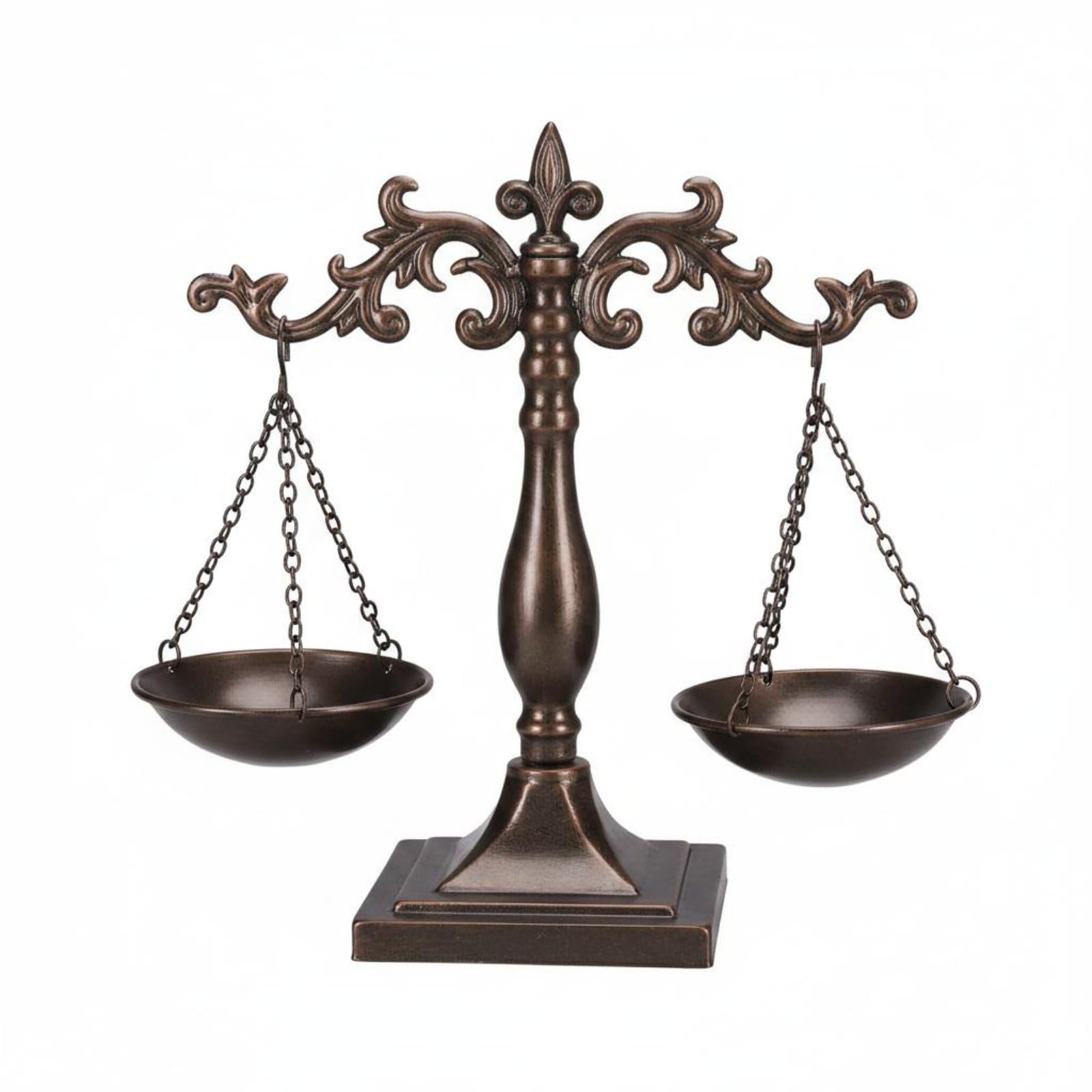 2 Pieces European Design Decorative Balance Scale Retro Ornate Justice Scale Sturdy Iron Vintage Justice Ornament Metal Craft for Lawyers, Judges, Office, Courtroom, Bronze, 7127Z-02|Scales-image-35