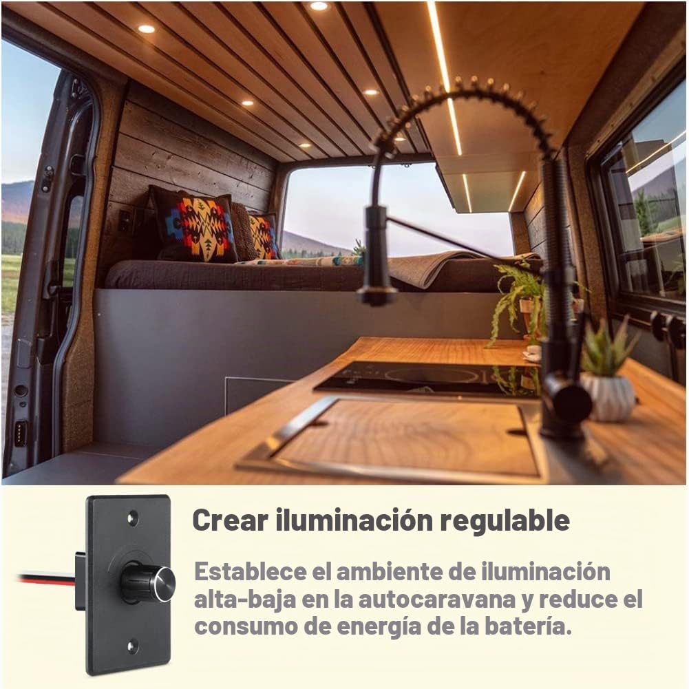 acegoo Interruptor Dimmer LED 12V DC PWM Controlador para Barco Camper Furgoneta Remolque Camión Coche Caravan Autocaravana, para Luz LED regulable, Halógena, Incandescente, Solo Color LED Strip