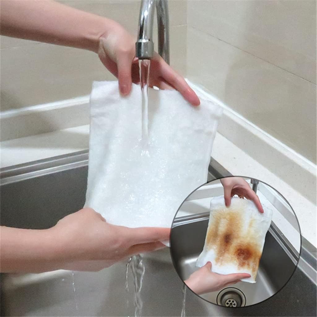 2PCS Fiber Thickened Cleaning Cloth Kitchen Scouring Pad White Dish Towel Bathroom Rags Dishcloth