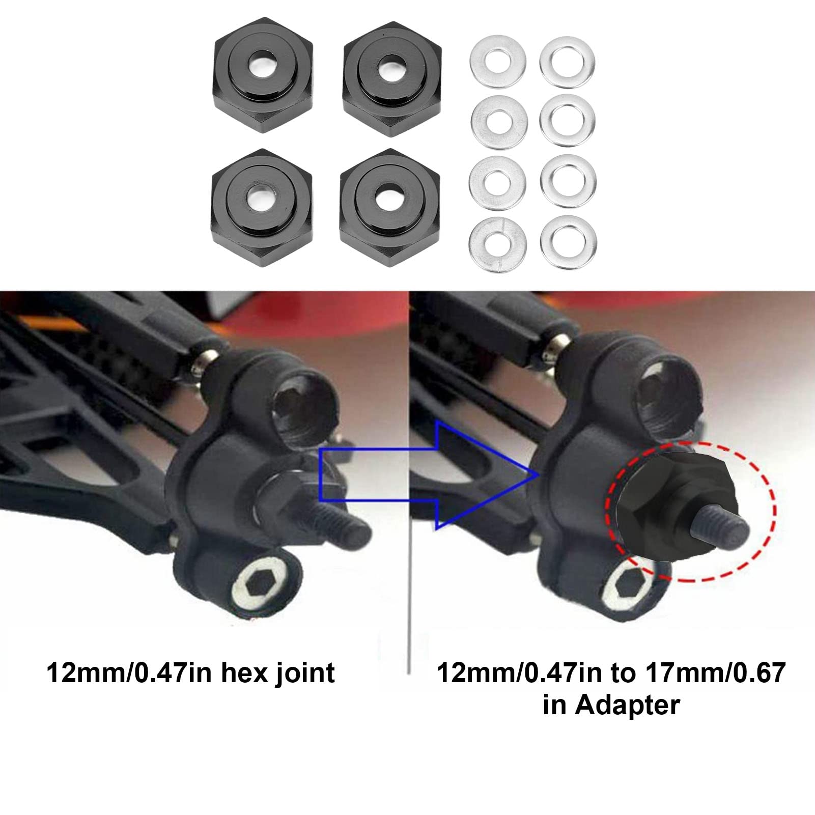 Adaptateur De Moyeu Hexagonal De Roue Universel 12 Mm Pour Voiture RC Hsp Sakura 1 10 6 Mm Rouge 93540457