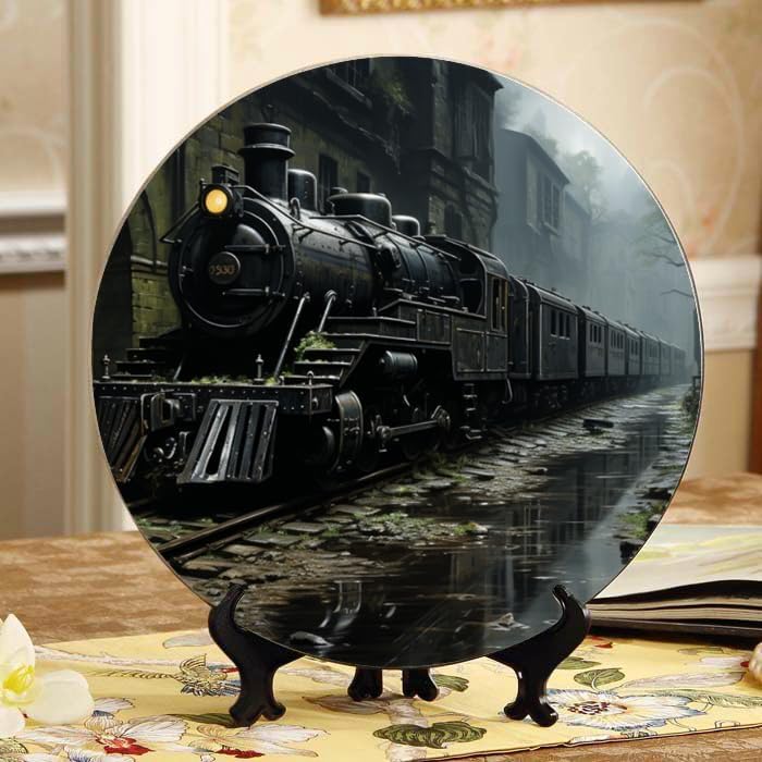 Surfing 10-inch Ceramic Plate for Wall Display or Tabletop, with Stand & Hook DP-599353079