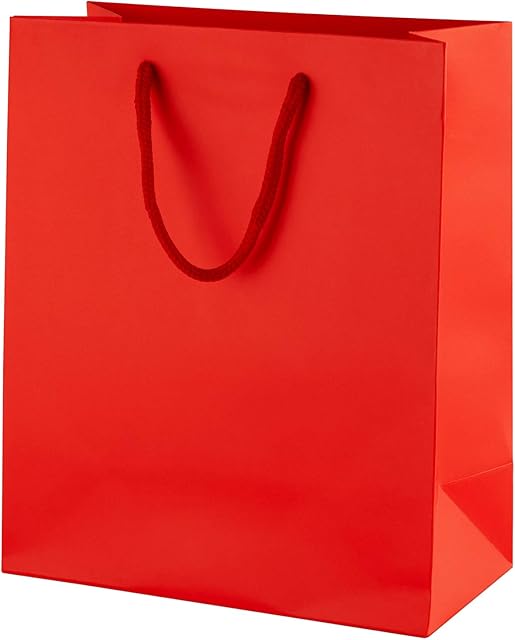 Thepaperbagstore 25 Red Matt Laminated Paper Bags with Rope Handles - Medium 200x240x100mm