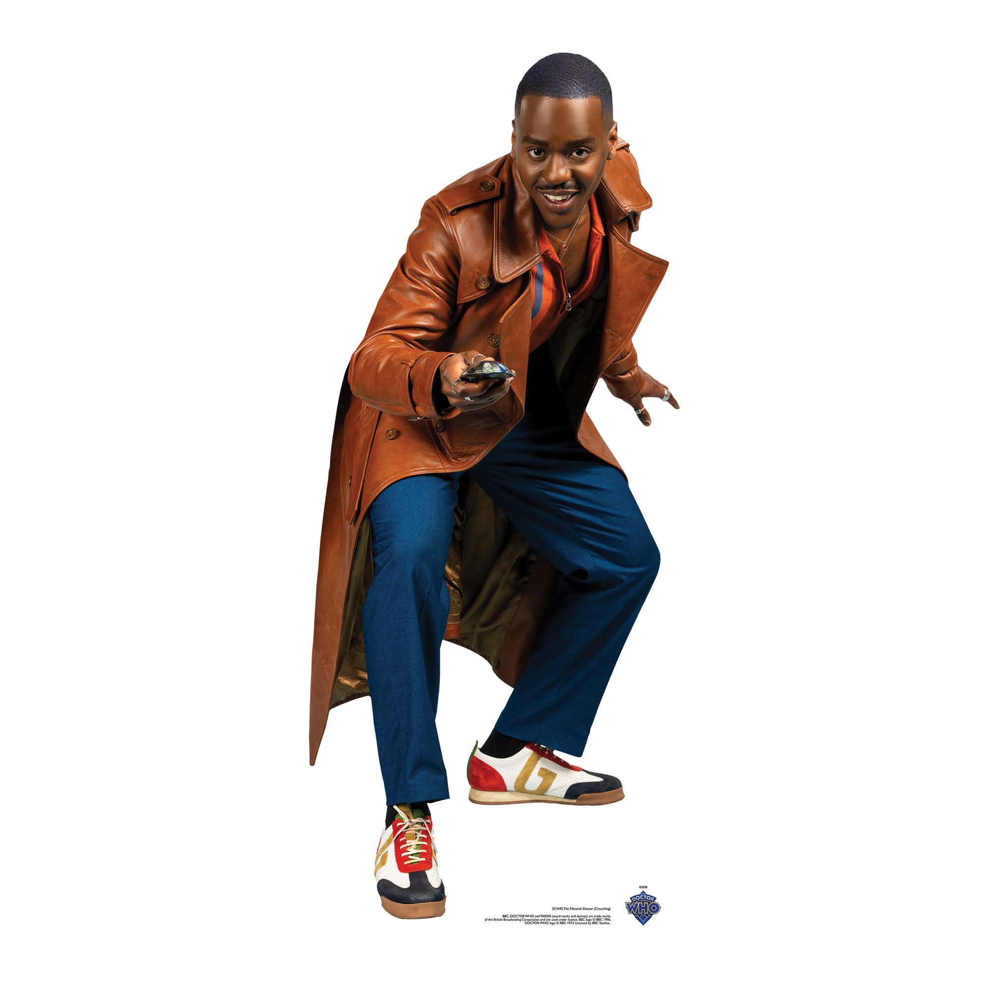 Star Cutouts Ncuti Gatwa Fifteenth Doctor With Sonic Screwdriver Small Sc4492 Doctor Who Fifteenth Doctor Ncuti Gatwa With Sonic Screwdriver Mini Cardboard Cutout – New Doctor Display For Fans & Collectors
