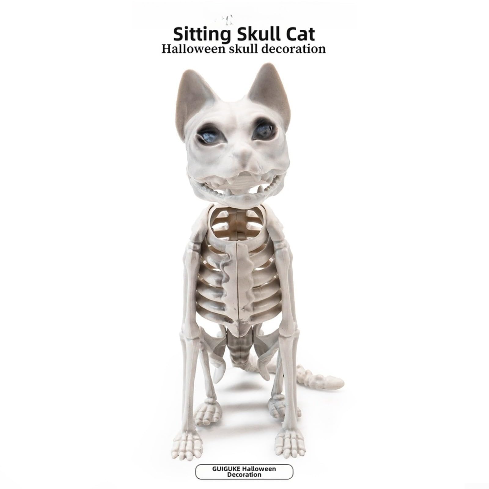 Decoración de gato esqueleto de Halloween de plástico