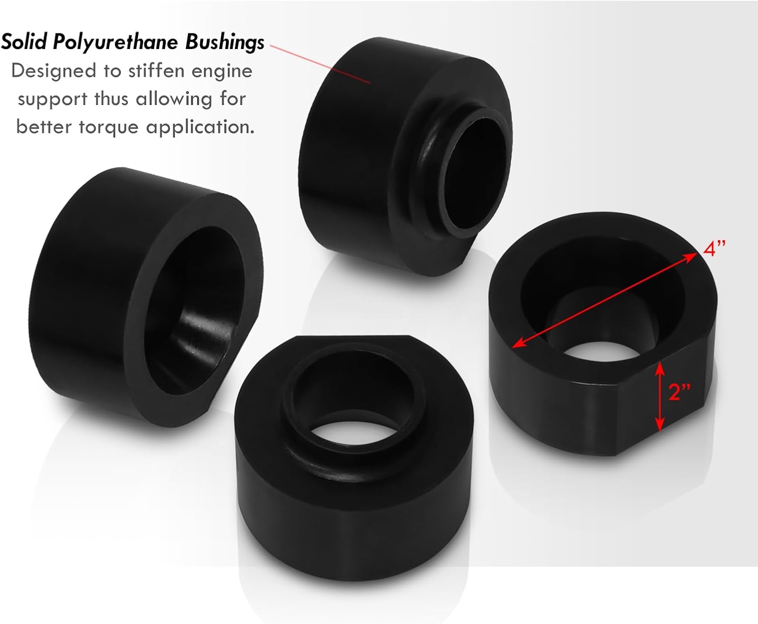 AJP Distributors 2" Front & 2.0" Rear Full Leveling Lift Kit Coil Spring Spacers Set Polyurethane Black Compatible/Replacement For Wrangler TJ 4WD 2WD 1997 1998 1999 2000 2001 2002 2003 2004 2005 2006