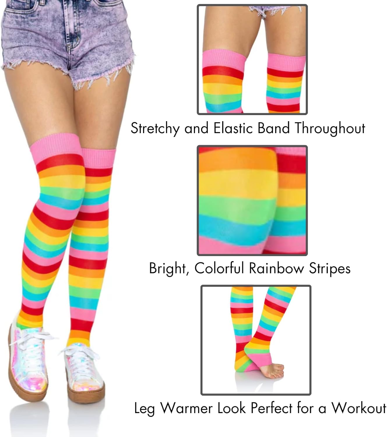 Leg Avenue Women's Extra Long Ribbed Knit Footless Leg Warmers - Image 4