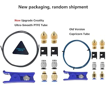 Cregrant3D Creality Upgrade 3D Yazıcı Seti Oğlak Premium XS Bowden Boru 1M, PTFE Teflon Boru Kesici, Pnömatik Bağlantı Elemanları ve MK8 Çoraplar ve Ender 3/3 Pro/5/Vyper/Voxelab Aquila için Ekstra Nozullar