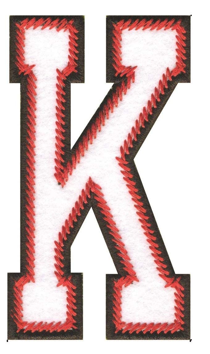 Model Wear - Alphabet A - Z Embroidered Appliques Patches - Black/White (K)