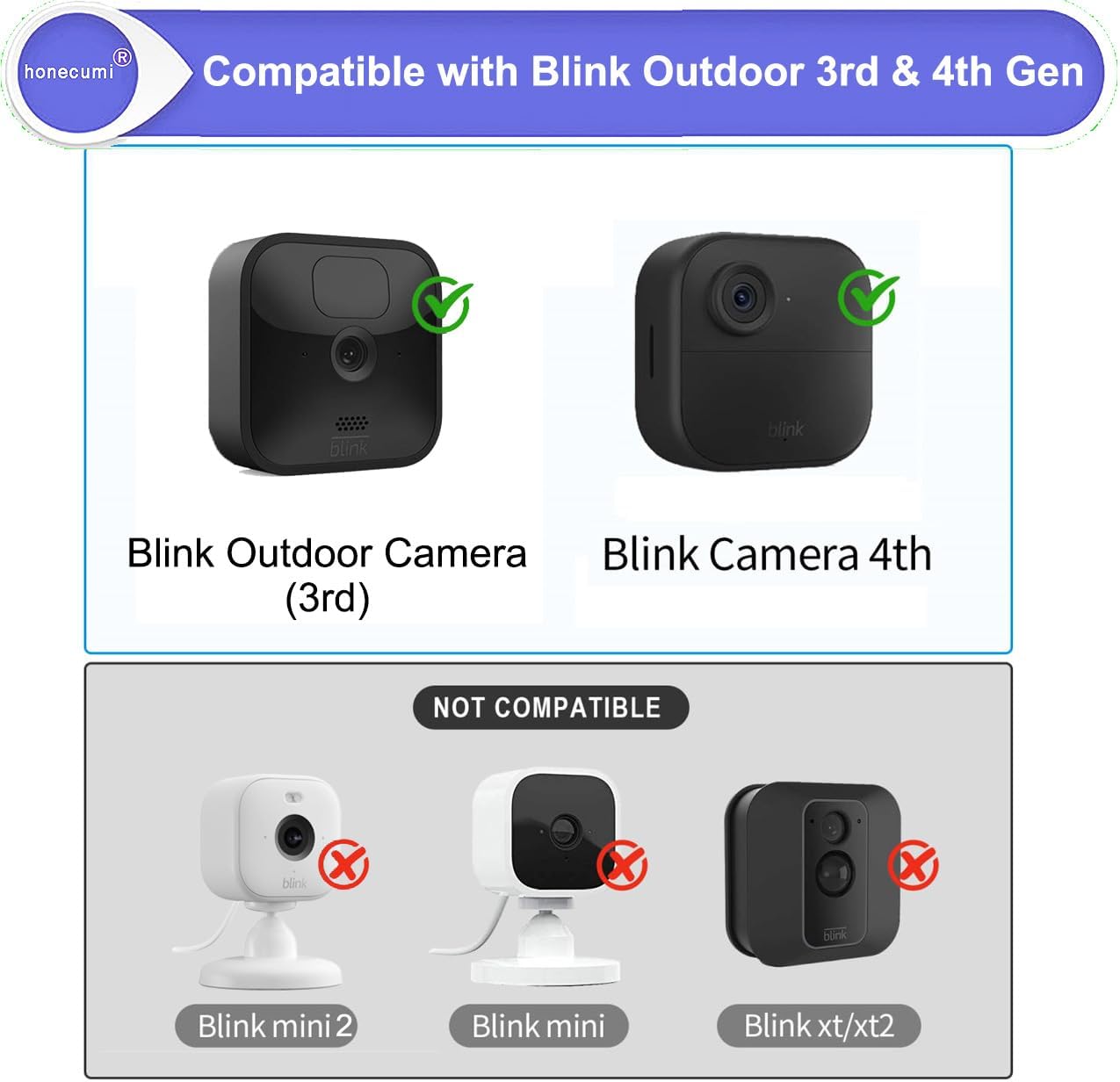 Blink Outdoor Camera Mounts, 360° Adjustable Blink Outdoor Mount with Sturdy Housing for Blink 4th & 3rd– Weatherproof Durable Blink Mounting Bracket for Indoor & Outdoor Security, 5 Pack