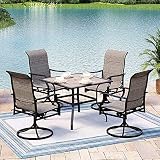 MIXPATIO Outdoor Patio Dining Set 5 Piece Furniture Set with 4 Swivel Chairs Textilene Padded and 37