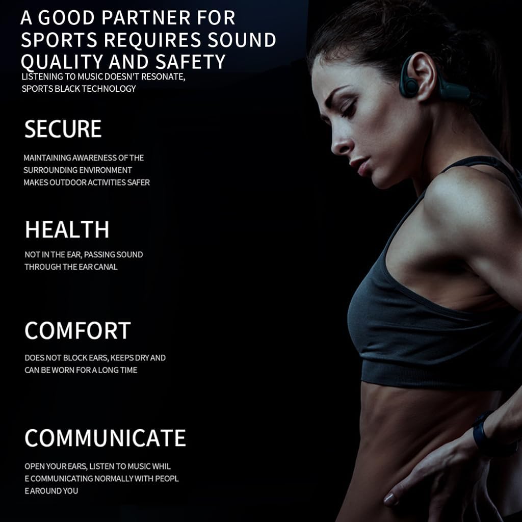 AYI True Bone Conduction Bluetooth Headphones Open Ear Headset Painless Wear Stereo Earphone 11H Playtime Lightweight Stable & Comfortable Sports Headphone for Driving Bicycling Running Skiing-White