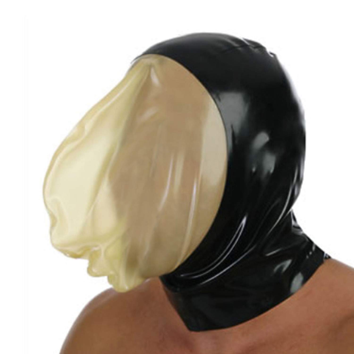 Latex Hood with Sealed Breathing Bag Back Zipper without Hole for Experience Suffocation Rubber Mask Club Party Wear (XX-Large)