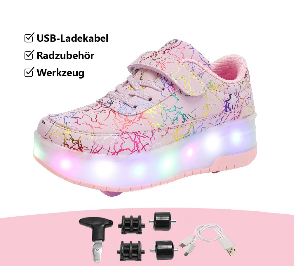 HUSKSWARE Pattini a rotelle, per Ragazzi e Ragazze, con 4 Ruote, Regolabili, con Ruote, Colore Nero, Bianco,Rosa 28-40 EU