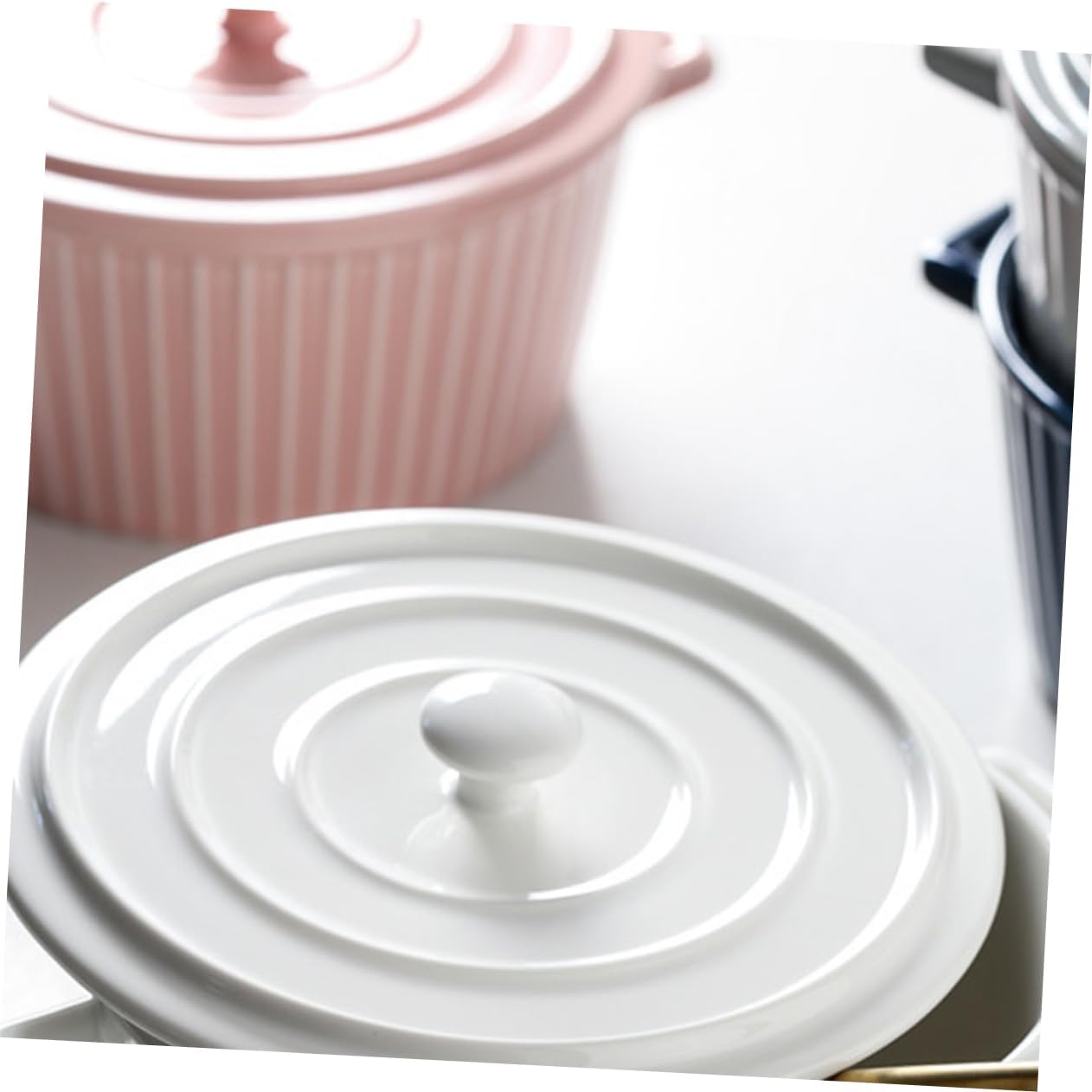 Zerodeko Ceramic Noodle Bowl Lid Insulated Salad Soup Bowl Double Handle Ware Pasta Bowls