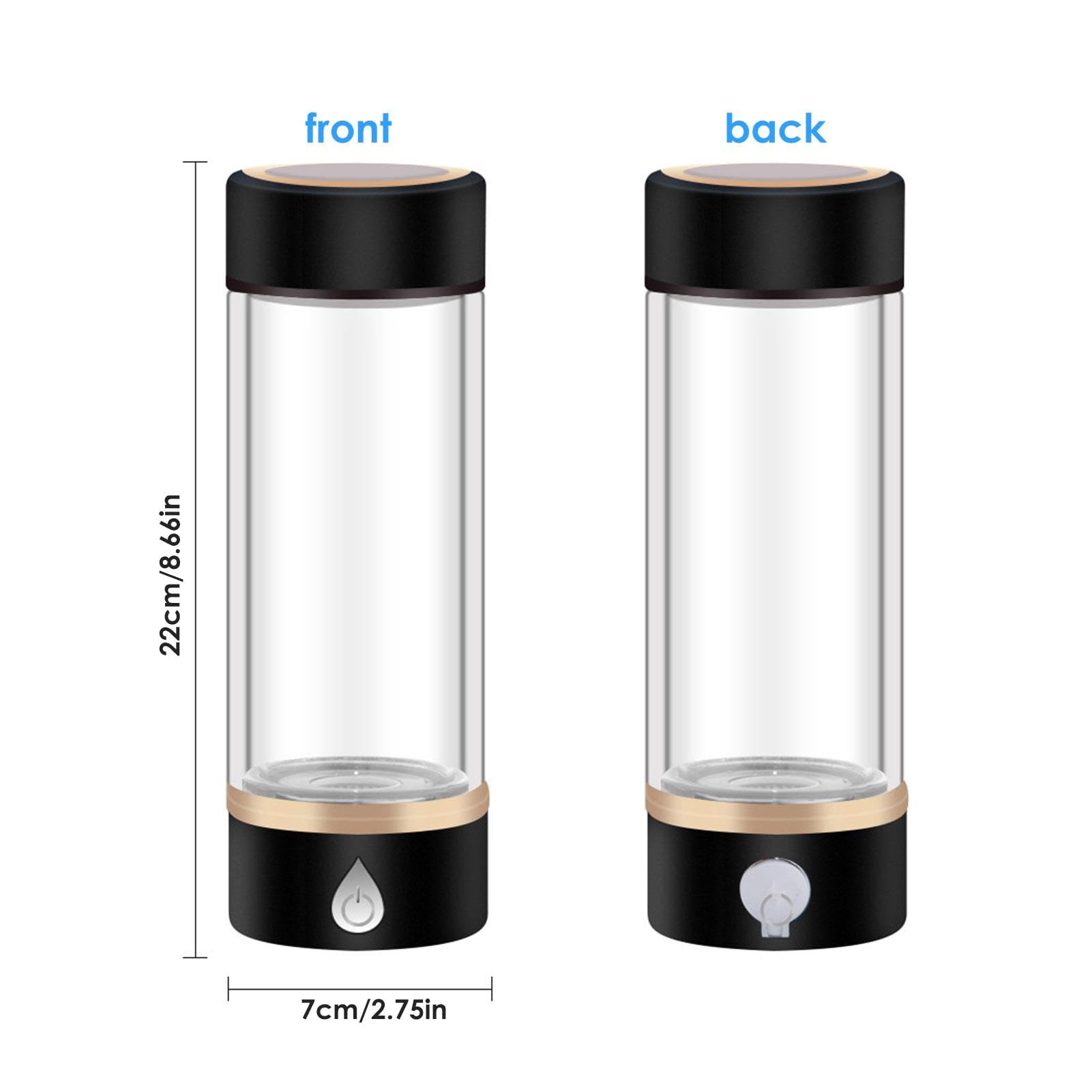 Botella De Agua Rica En Hidrógeno De 380ml, Taza De Agua Rica En Hidrógeno De Alta Concentración 1200PPB | Ionizador De Hidrógeno Antiedad A Través De USB Para La Mejora De La Salud