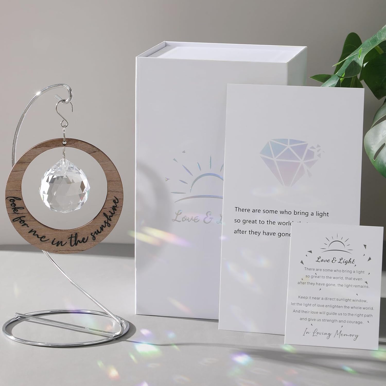 Memorial Crystal Suncatcher Sympathy Gifts for Loss of Loved One, Hanging Memorial Ornaments with Stand, Rainbow Remembrance Loss of Mother Father Husband Spouse Son,Child Miscarriage Healing(Star)