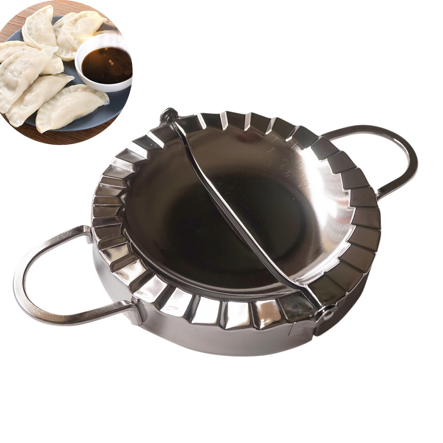 Proshopping 6 Inch Chinese Dumpling Maker Empanda Press, Stainless Steel Large Ravioli Maker, Pastry Tools, Jiaozi Maker, Dough Cutter for Pocket Pie, Pierogi & Hand Pie