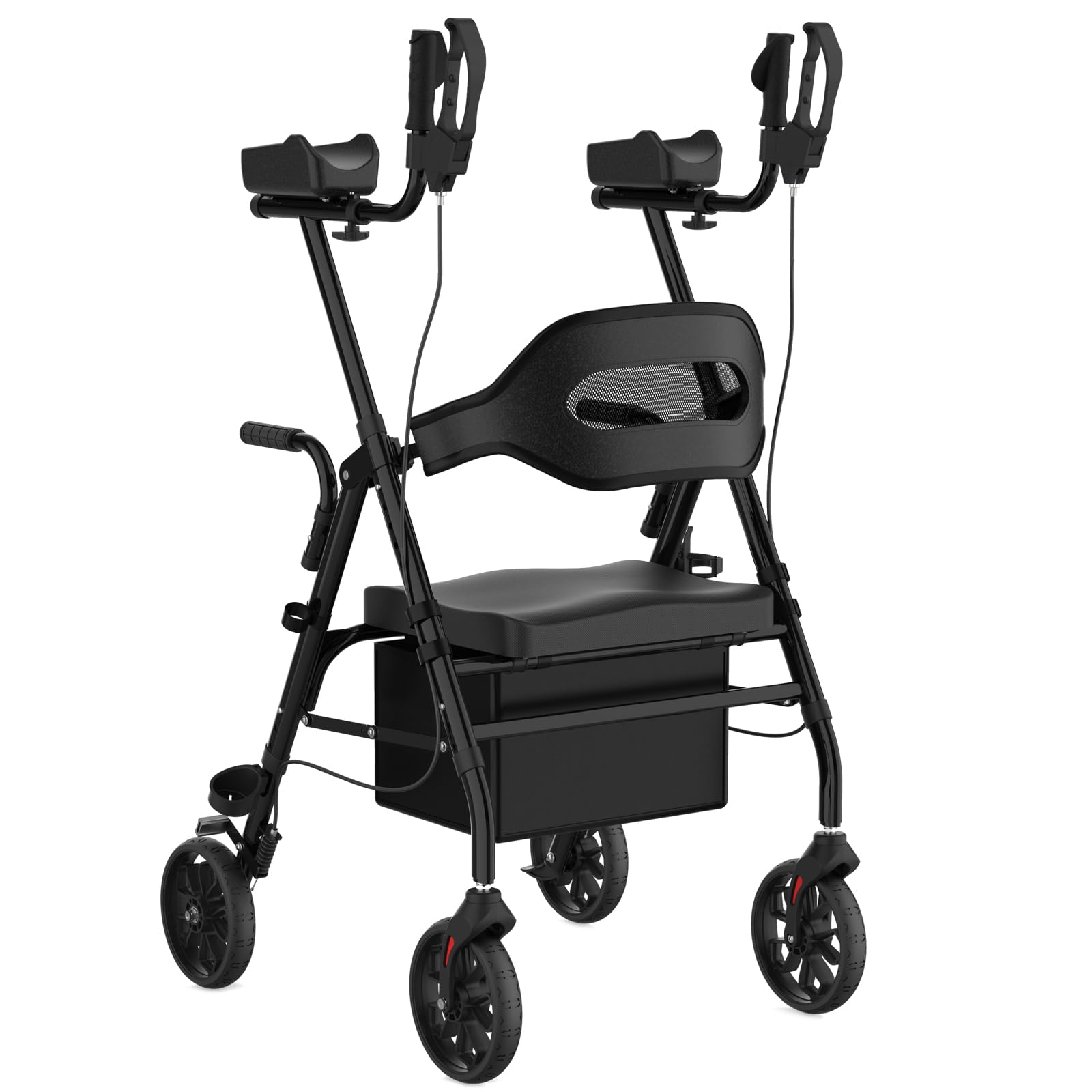Upright Rollator Walker, Heavy Duty Stand Up Walkers for Seniors