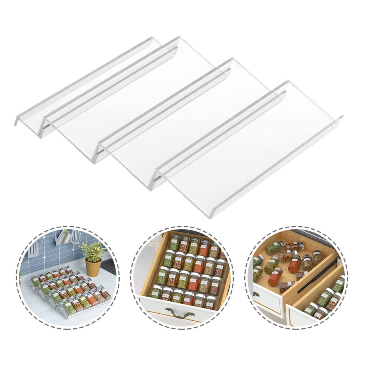 Mikinona Acryl Gewürzregal Organizer Erweiterbar für Gewürzflaschen