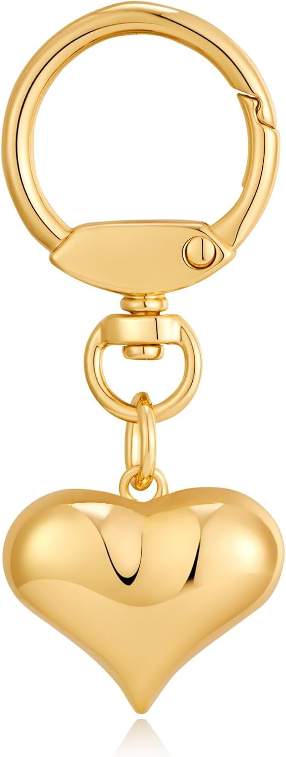 Bag Purse Charms for Handbags - Gold/White Gold Heart Keychain Accessories for Women Trendy Car Key Chain