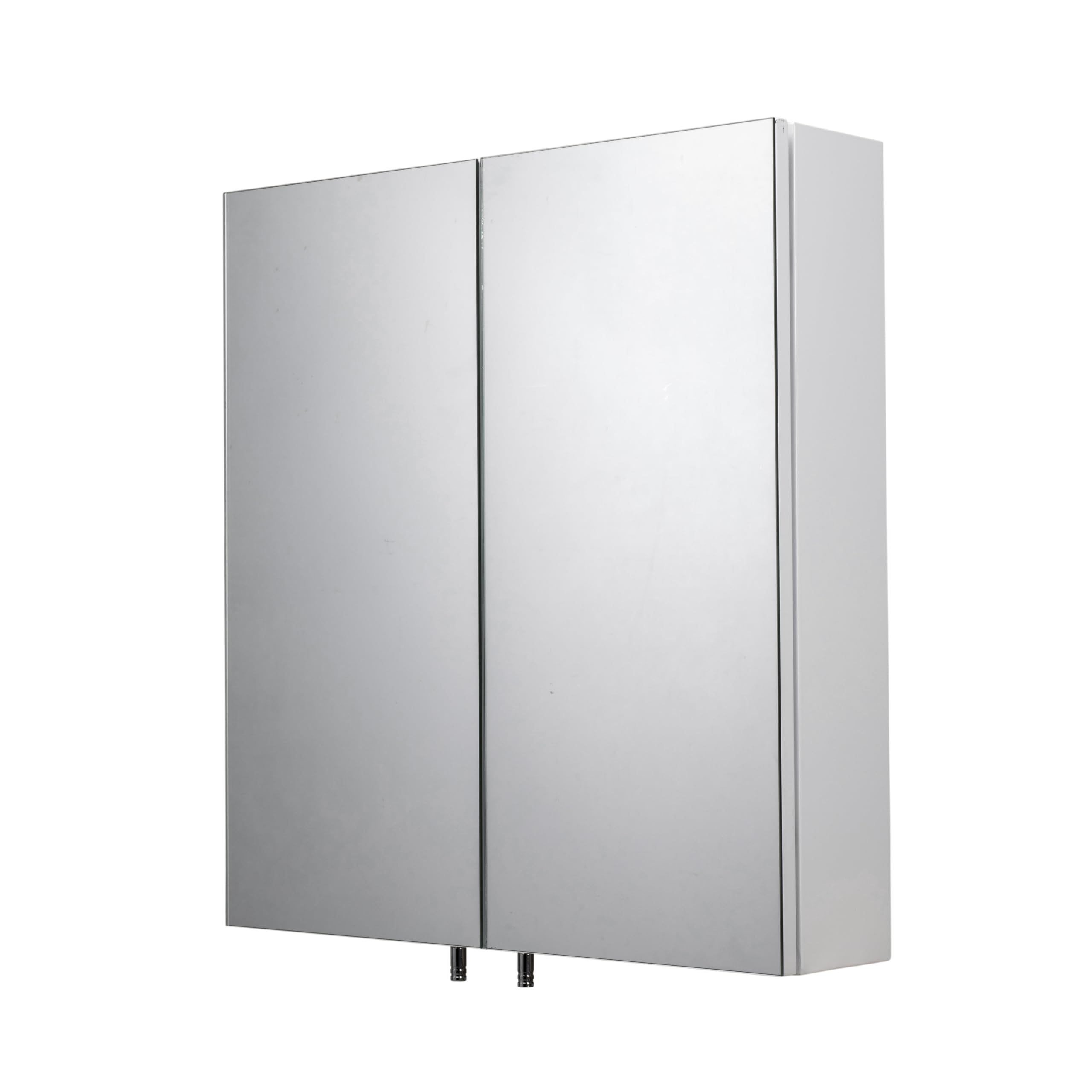 Croydex Cullen White Stainless Steel Bathroom Mirror Cabinet – Help ‘n’ Hang Installation Bathroom Wall Cabinet with One Adjustable Shelf, Double Mirrored Doors and Fully Assembled (52x45cm)
